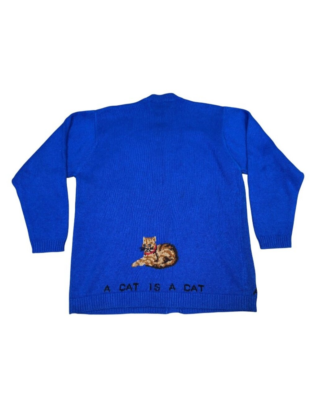 The Quacker Factory A Cat Is A Cat Vintage 90s Sweater Medium Cotton Ramie Novel - Picture 4 of 9